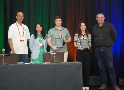  workshop chairs Dr. Swaminathan Rajaraman,  Dr. Jenna Chan, award winners  Joshua Levy, Xintian Liu, and award committee Dr. Brian Bircumshaw